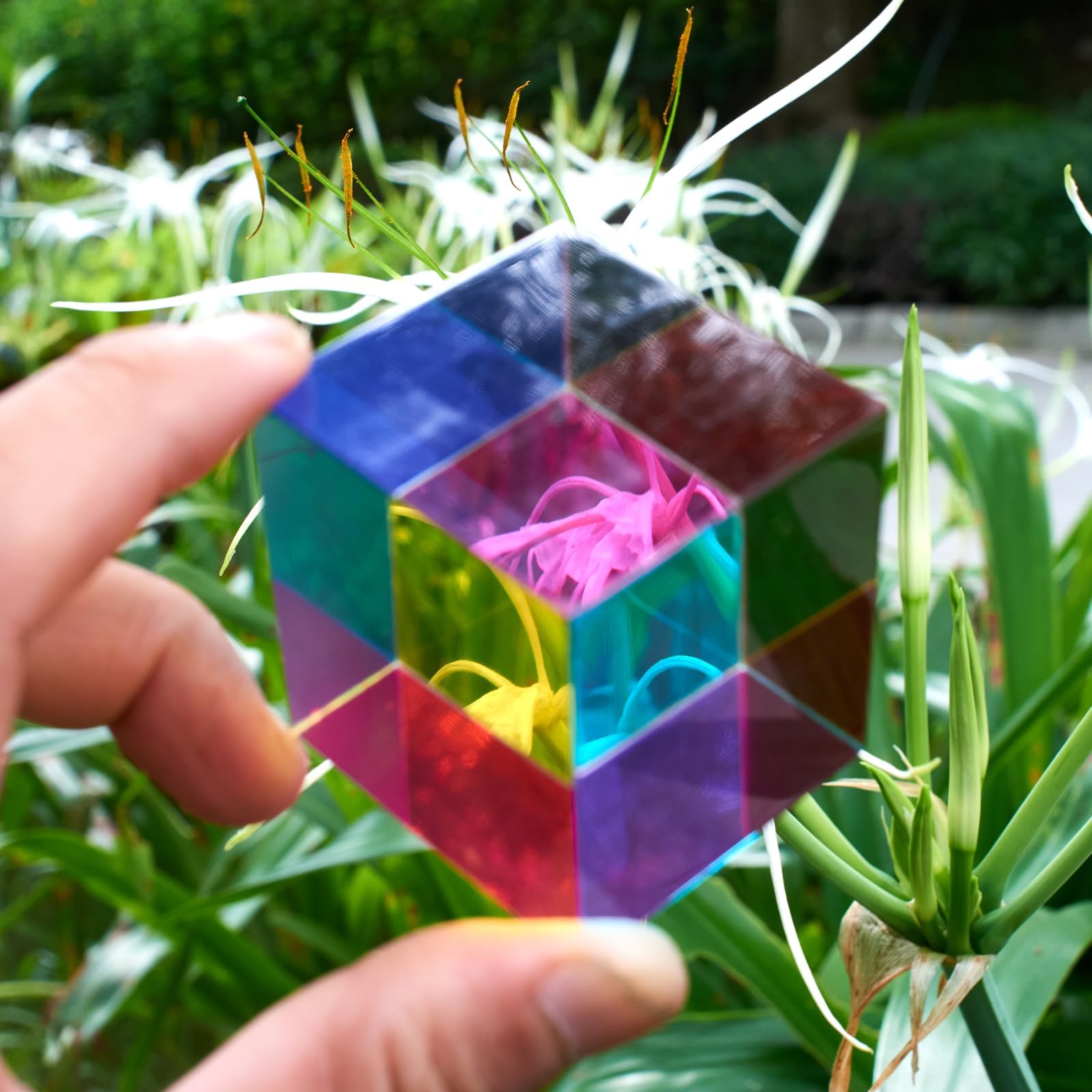 ECBANLI CMY Color Cube 50mm Acrylic Prism – Color Mixing Toy for Kids & Adults, Stress Relief Desktop Decor