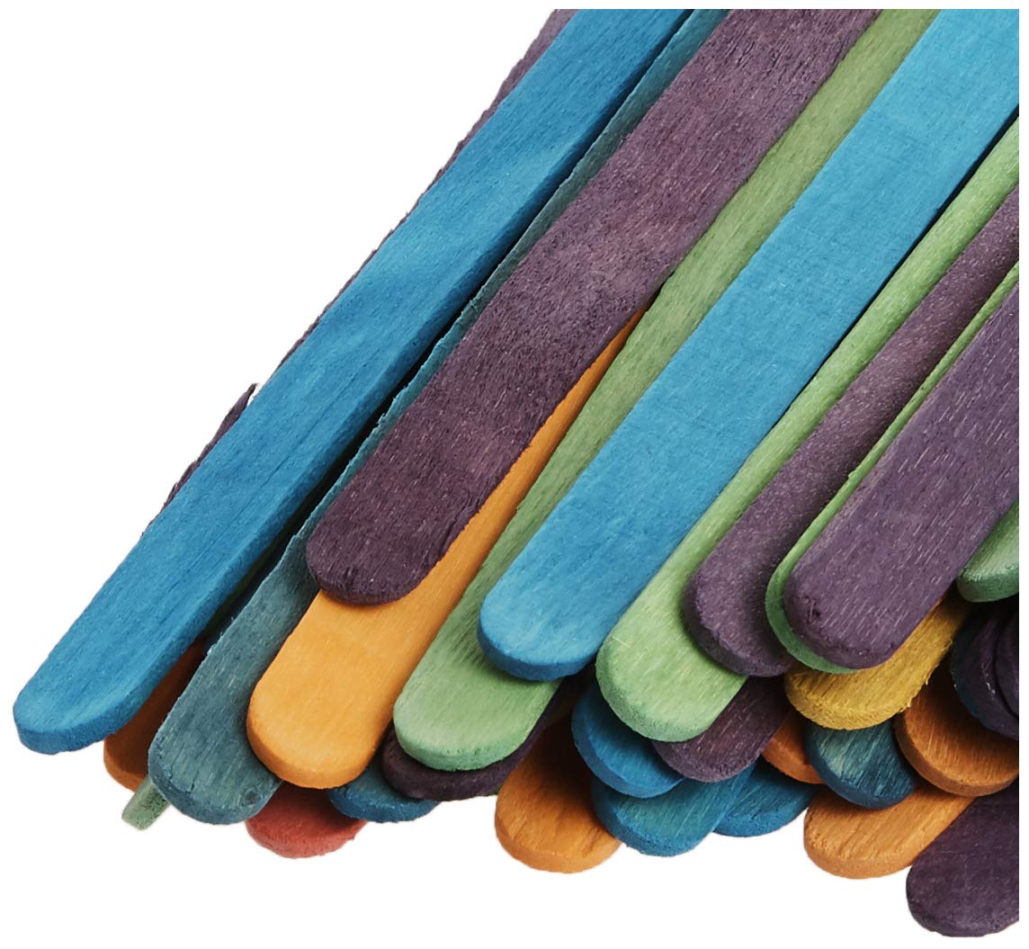 Eco Craft Stix 500ct Colored Wooden Craft Sticks - 4.5" Multi-Colored Birchwood for DIY Projects