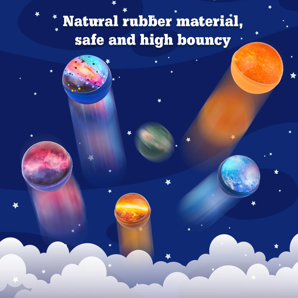 Ecoofor 30 Pack Galaxy Bouncy Balls – 32mm Space Themed Rubber Balls for Kids Party Favors, Goodie Bag Fillers & Carnival Prizes