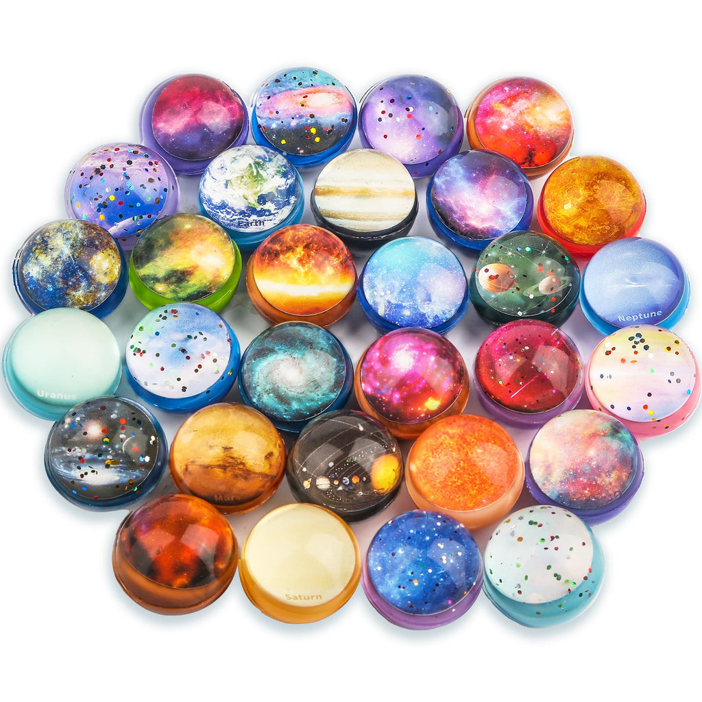 Ecoofor 30 Pack Galaxy Bouncy Balls – 32mm Space Themed Rubber Balls for Kids Party Favors, Goodie Bag Fillers & Carnival Prizes