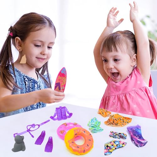 Ecore Fun 15-Piece Doll Bathing Suit Set for 11.5-Inch Dolls - Swimsuits, Shoes, Pool Floaties & Accessories