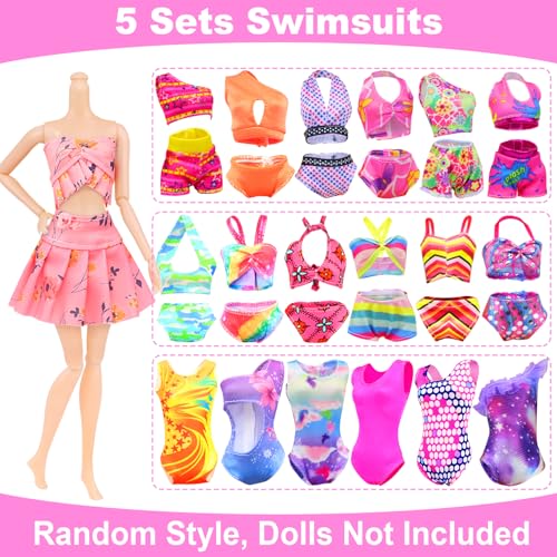 Ecore Fun 15-Piece Doll Bathing Suit Set for 11.5-Inch Dolls - Swimsuits, Shoes, Pool Floaties & Accessories
