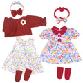 Ecore Fun 2 Set Baby Doll Clothes for 20-22 Inch Dolls - 7 Piece Outfit Set with Skirts, Socks, Headbands (Doll Not Included)