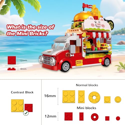 ecpoteny Piggy Burger Truck Building Set – 566-Piece Fast Food Truck Toy for Kids Ages 6+