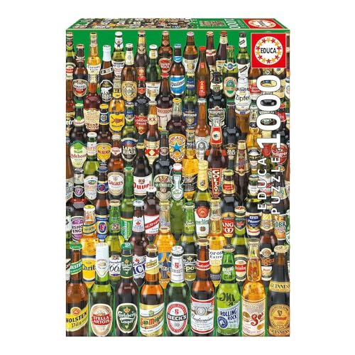 Educa 1000 Piece Beer Puzzle – Assorted Beers from Around the World, 68 x 48 cm