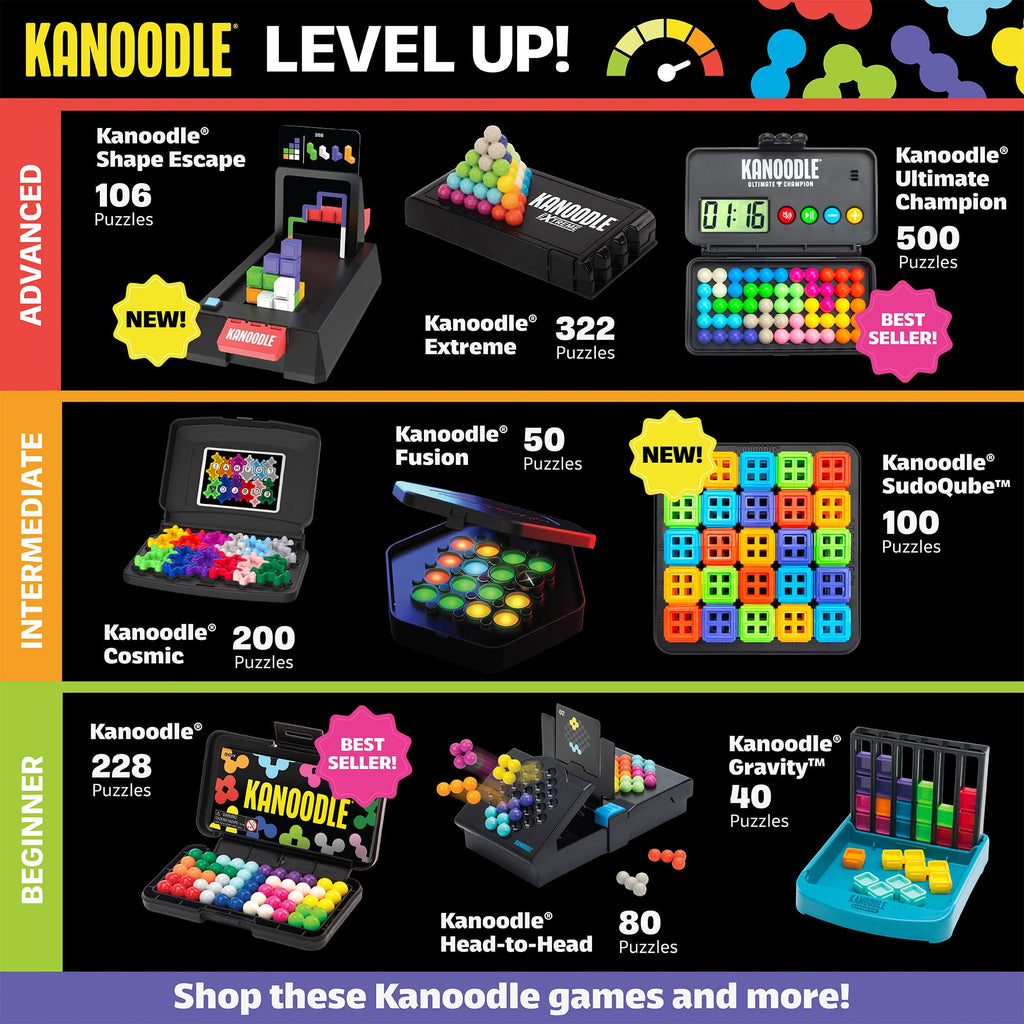 Educational Insights Kanoodle Fan Edition (Cyan) – 20th Anniversary 3D Logic Puzzle with 220 Challenges
