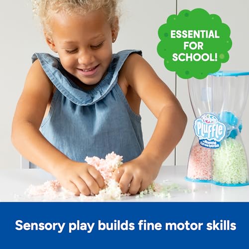 Educational Insights Pluffle Glow-in-the-Dark Sensory Bin Filler – Pink & Green Foam Sand for Toddlers 3+
