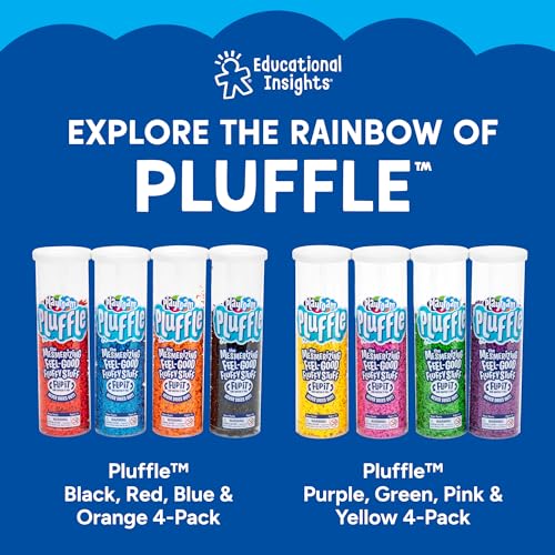 Educational Insights Pluffle Glow-in-the-Dark Sensory Bin Filler – Pink & Green Foam Sand for Toddlers 3+