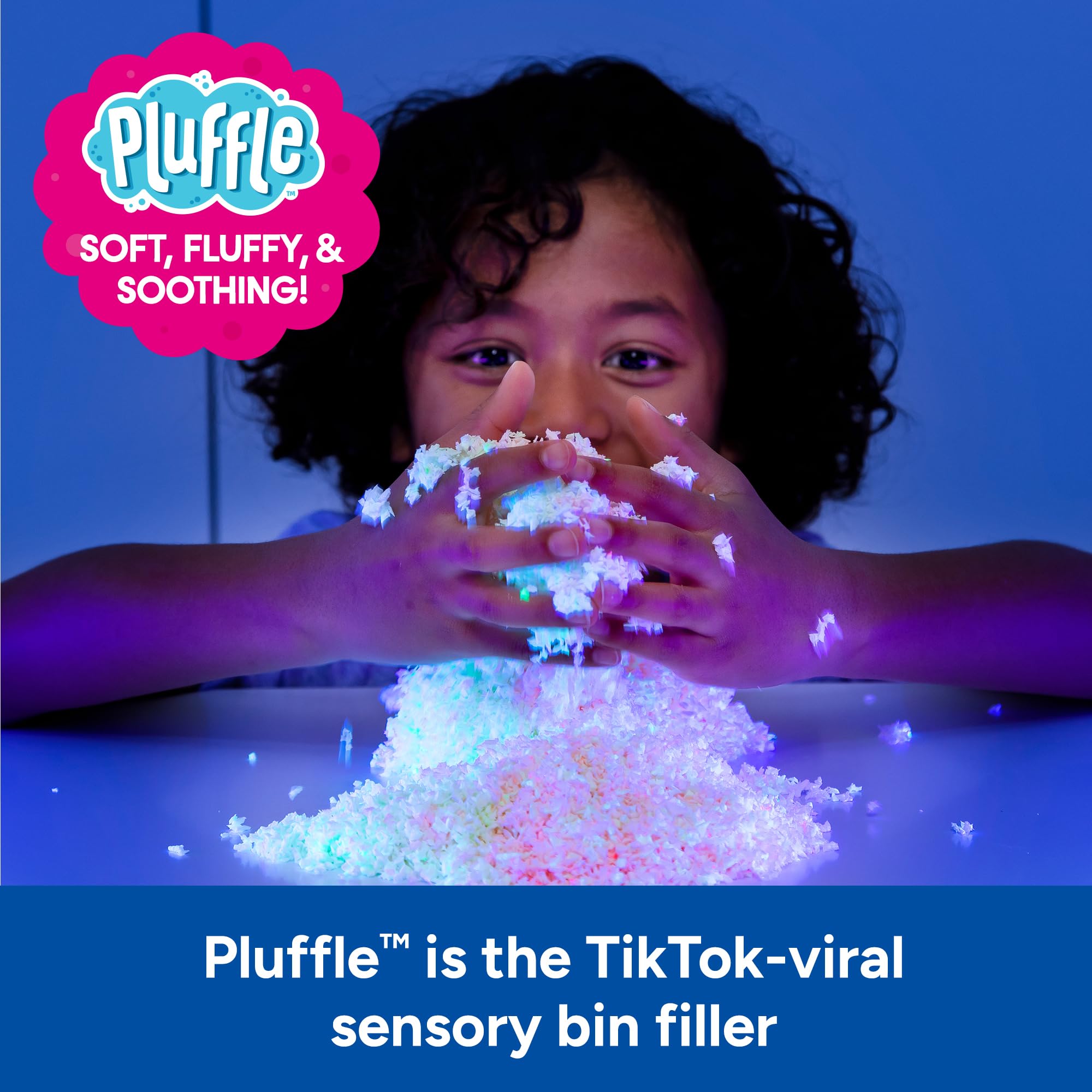 Educational Insights Pluffle Glow-in-the-Dark Sensory Bin Filler – Pink & Green Foam Sand for Toddlers 3+