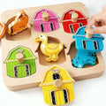 EDUJOY Farm Animal Wooden Peg Puzzle for Toddlers 1-3 - Color Matching Montessori Toy with 6 Pieces