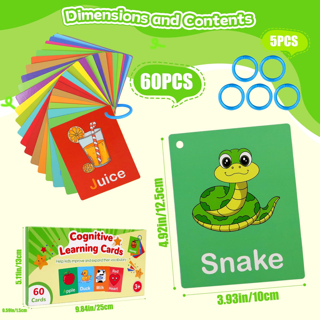 Edumix 60-Piece Toddler Flash Cards Set – Double-Sided Learning Cards for Alphabet, Numbers, Colors, Shapes, Sight Words | Preschool Kindergarten Activities