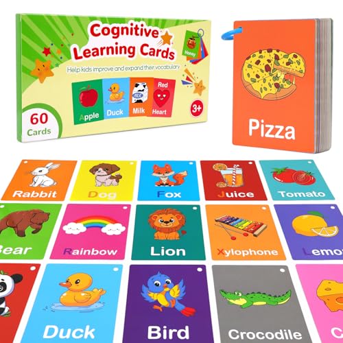 Edumix 60-Piece Toddler Flash Cards Set – Double-Sided Learning Cards for Alphabet, Numbers, Colors, Shapes, Sight Words | Preschool Kindergarten Activities