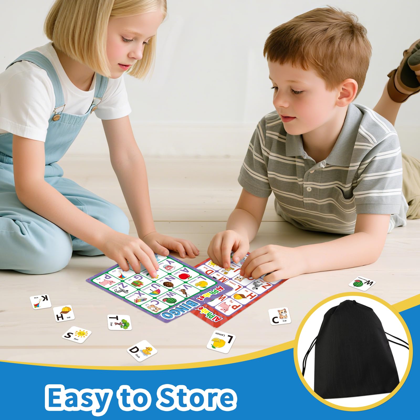Edumix Double-Sided Alphabet & Number Bingo Game – ABC, 123 & Sight Word Learning Toy for Toddlers, Preschool Activities, Family Matching Game
