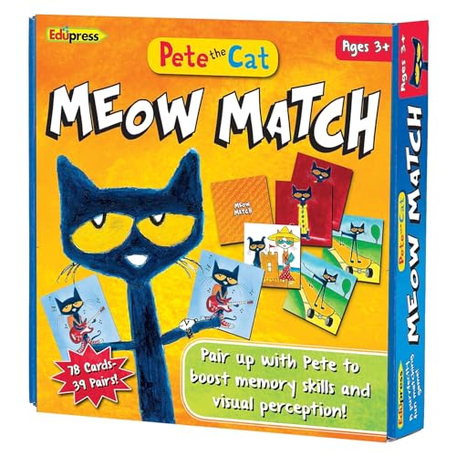 Edupress Pete the Cat Meow Match Game - Memory Matching Cards for Ages 3+