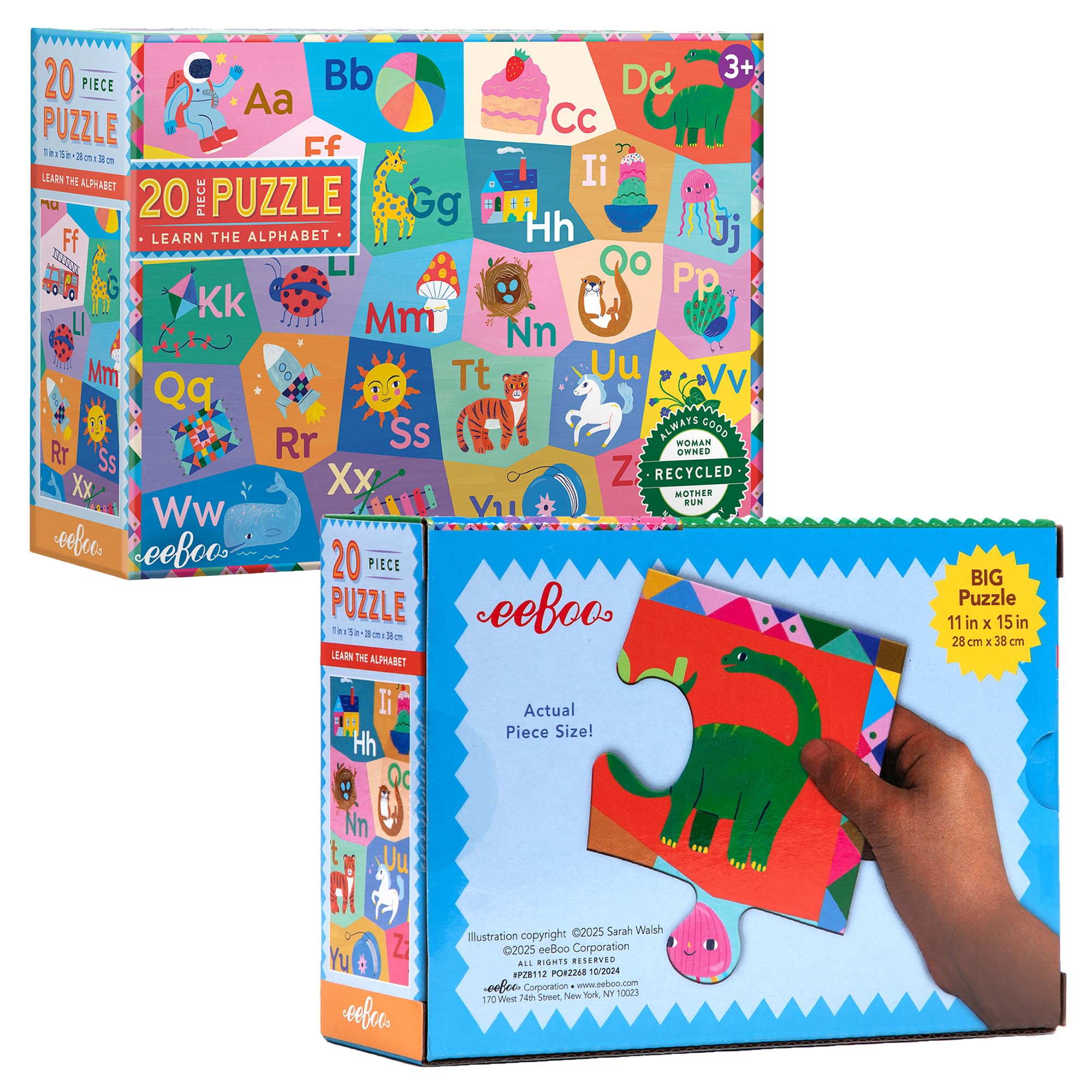 eeBoo 20 Piece Giant Floor Puzzle – Learn the Alphabet with Large Pieces for Ages 3+