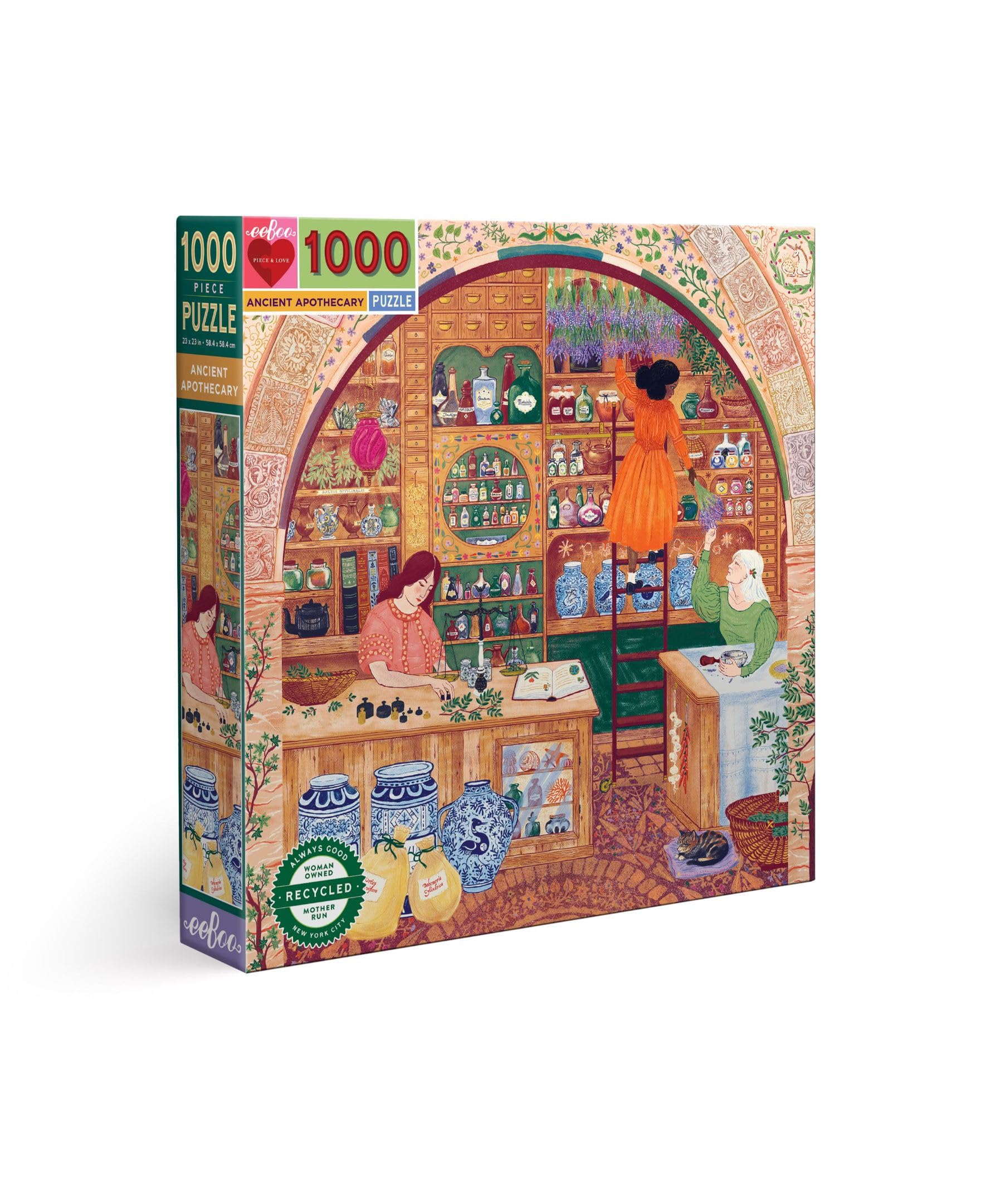 eeBoo Ancient Apothecary 1000 Piece Puzzle – Square 23x23, Eco-Friendly Adult Jigsaw with Original Art