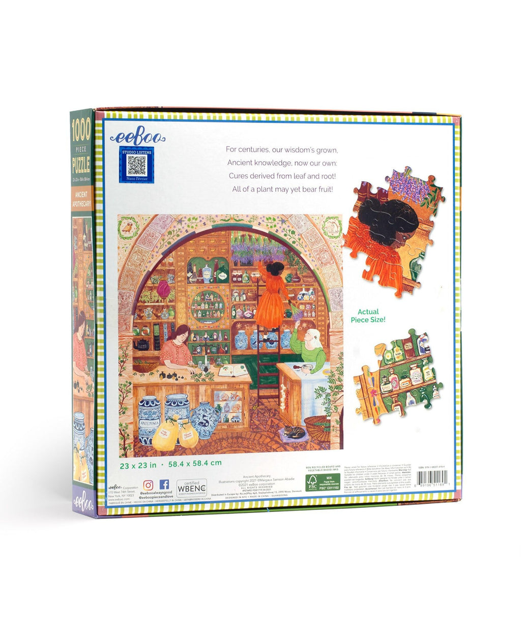 eeBoo Ancient Apothecary 1000 Piece Puzzle – Square 23x23, Eco-Friendly Adult Jigsaw with Original Art