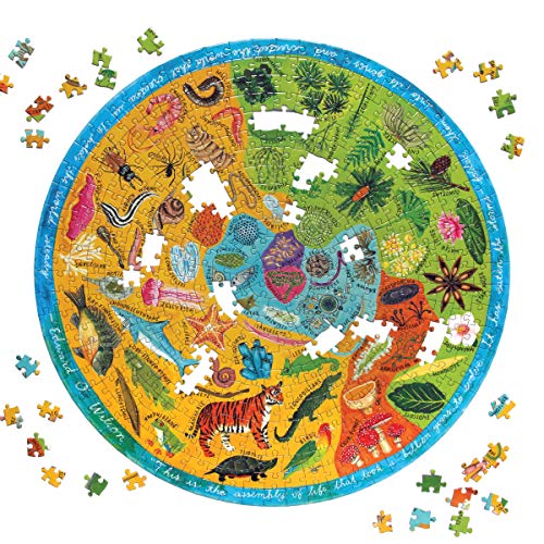 eeBoo Biodiversity 500 Piece Round Jigsaw Puzzle – 23" Diameter, Recycled Board, Vegetable-Based Ink