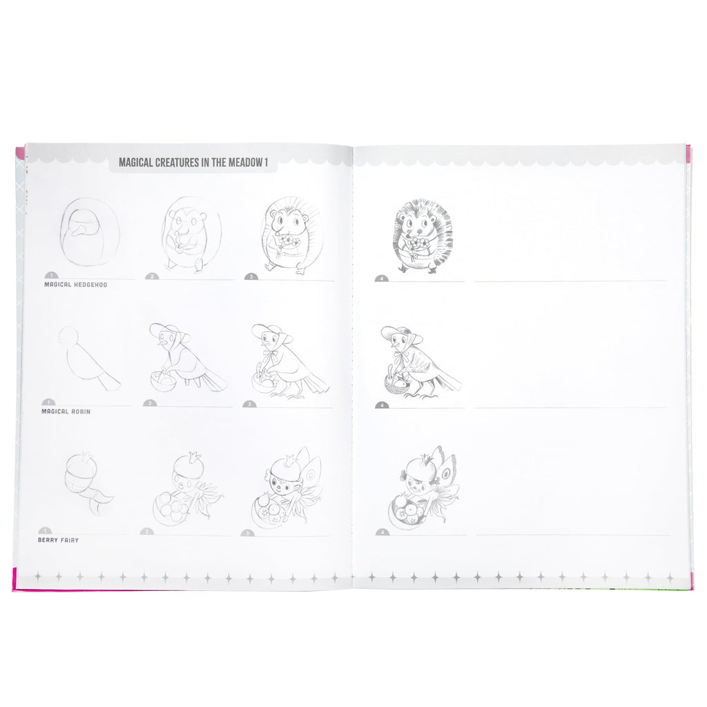 eeBoo Learn to Draw Magical Creatures: Step-by-Step Drawing Activity Book with 50 Stickers for Kids 5+