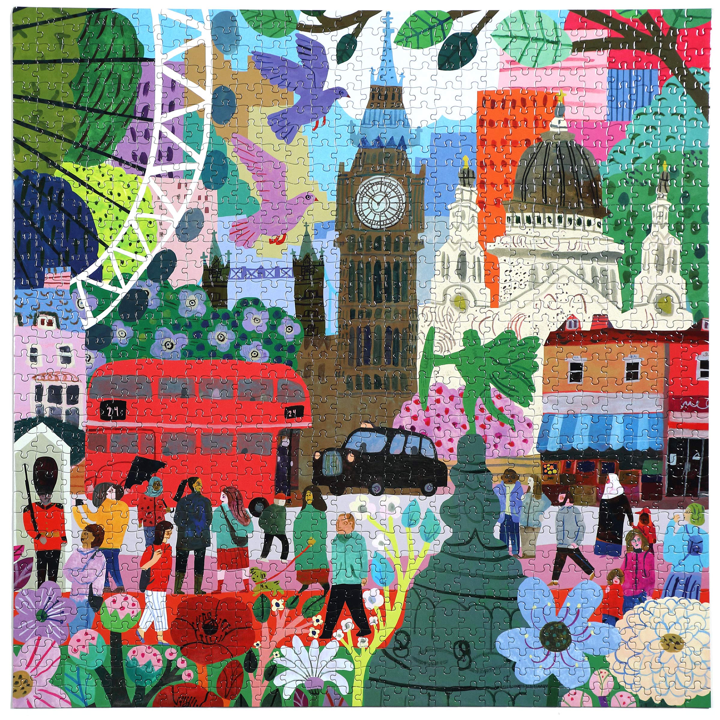 eeBoo London Life 1000 Piece Jigsaw Puzzle | 23"x23" Square | Recycled Board & Vegetable-Based Ink