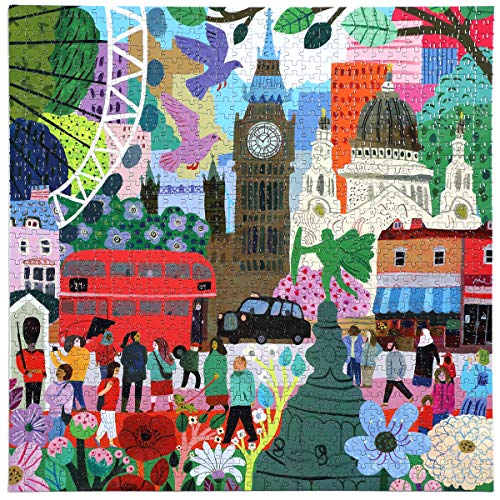 eeBoo London Life 1000 Piece Jigsaw Puzzle | 23"x23" Square | Recycled Board & Vegetable-Based Ink
