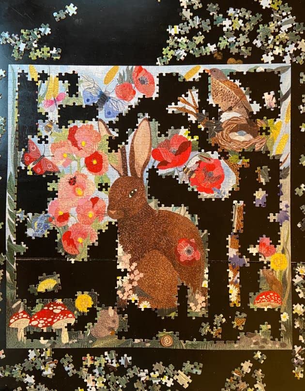eeBoo Poppy Bunny 1000-Piece Jigsaw Puzzle – Spring Scene, 23x23 Inch, Recycled Board