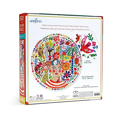 eeBoo Positivity 500-Piece Round Puzzle - 23" Diameter, Recycled Materials, by Jennifer Orkin Lewis