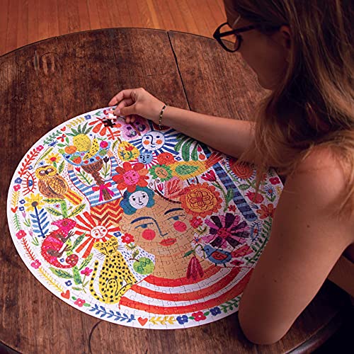 eeBoo Positivity 500-Piece Round Puzzle - 23" Diameter, Recycled Materials, by Jennifer Orkin Lewis