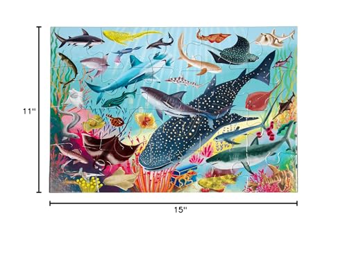 eeBoo Sharks & Friends 20-Piece Puzzle – Large Ocean-Themed Jigsaw for Ages 3+