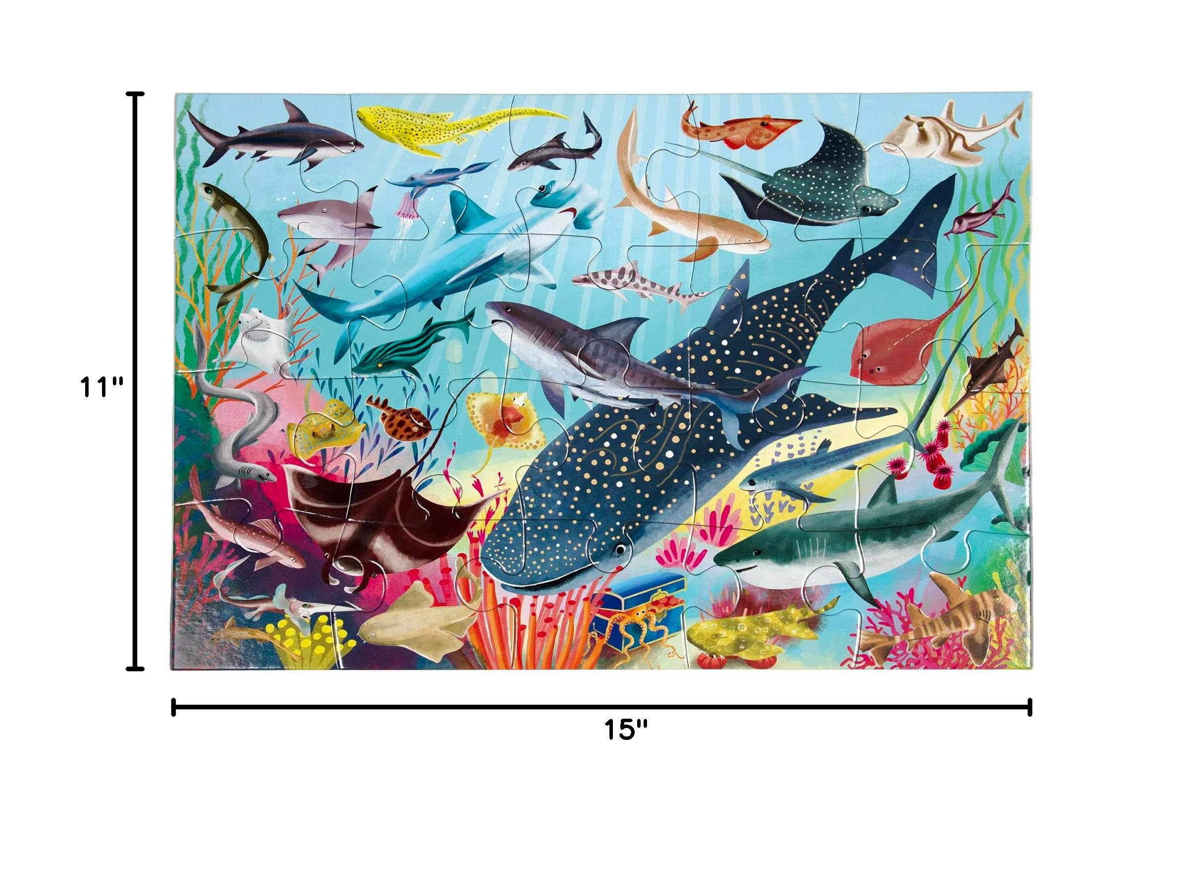 eeBoo Sharks & Friends 20-Piece Puzzle – Large Ocean-Themed Jigsaw for Ages 3+