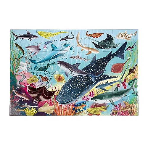 eeBoo Sharks & Friends 20-Piece Puzzle – Large Ocean-Themed Jigsaw for Ages 3+