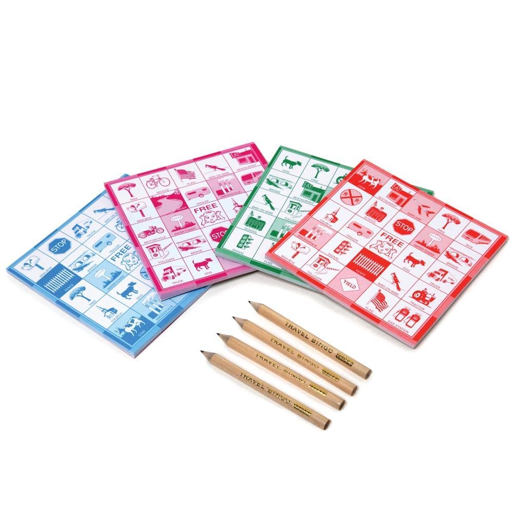 eeBoo Travel Bingo for Kids Ages 5+ – Road Trip Game with 4 Pads & Pencils