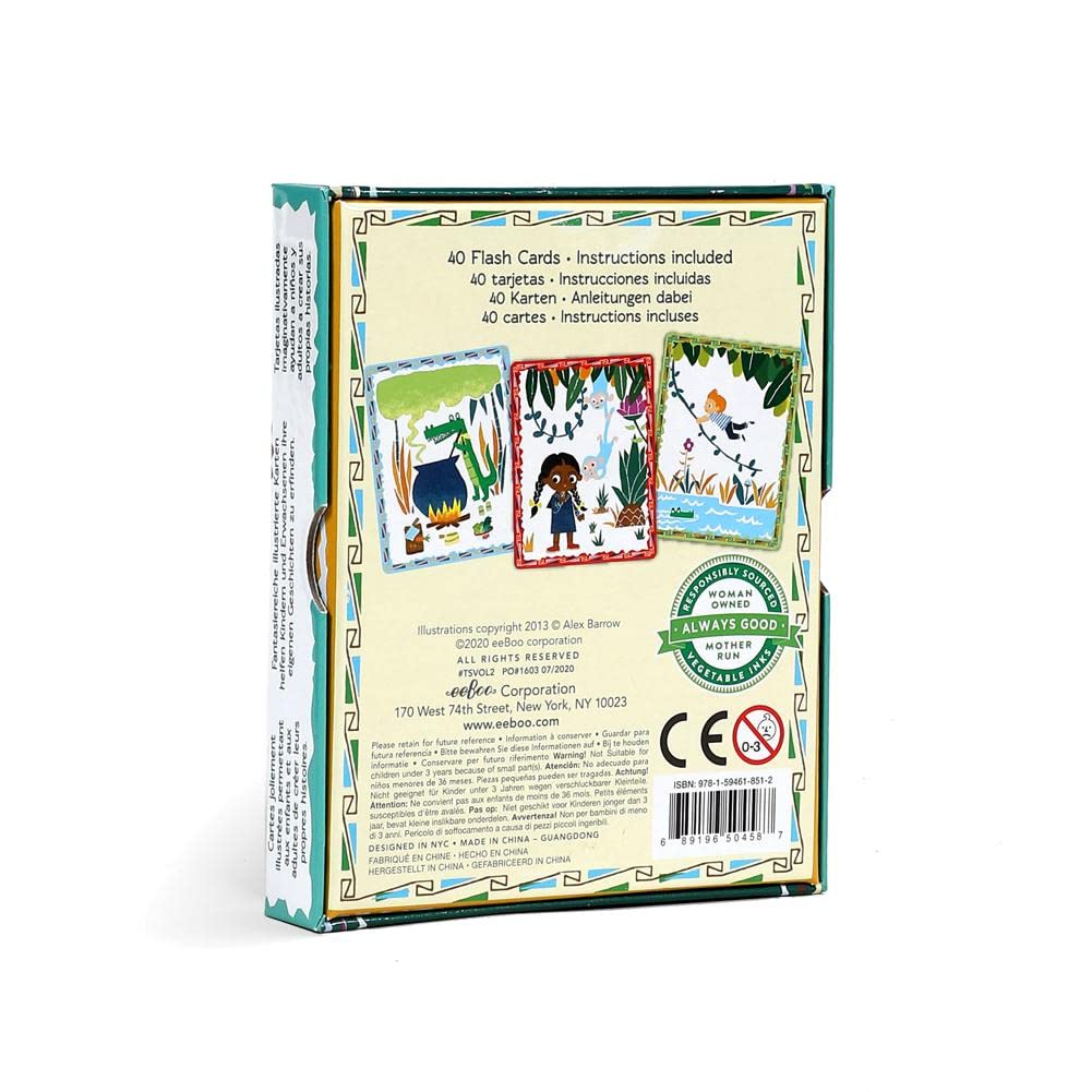 eeBoo Volcano Island Storytelling Cards – 36 Illustrated Pre-Literacy Cards for Ages 3+