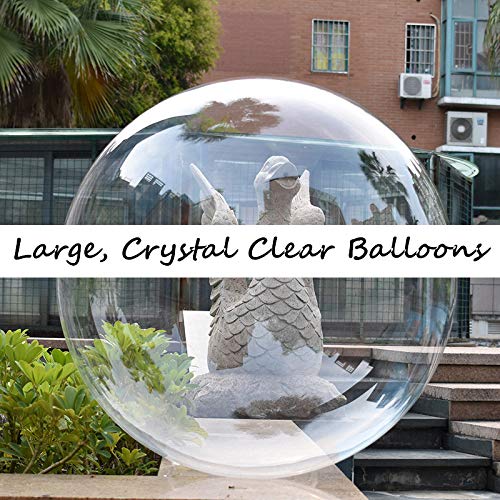 EFAY 10-Pack Large Clear Balloons 27 Inch Wide Neck TPU Bobo Balloons for Party Decor