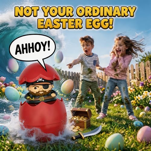 Egg Pops Talking Easter Egg Toy - Pirate Pop-Up Surprise with Sounds, Interactive Novelty Gift for Teens