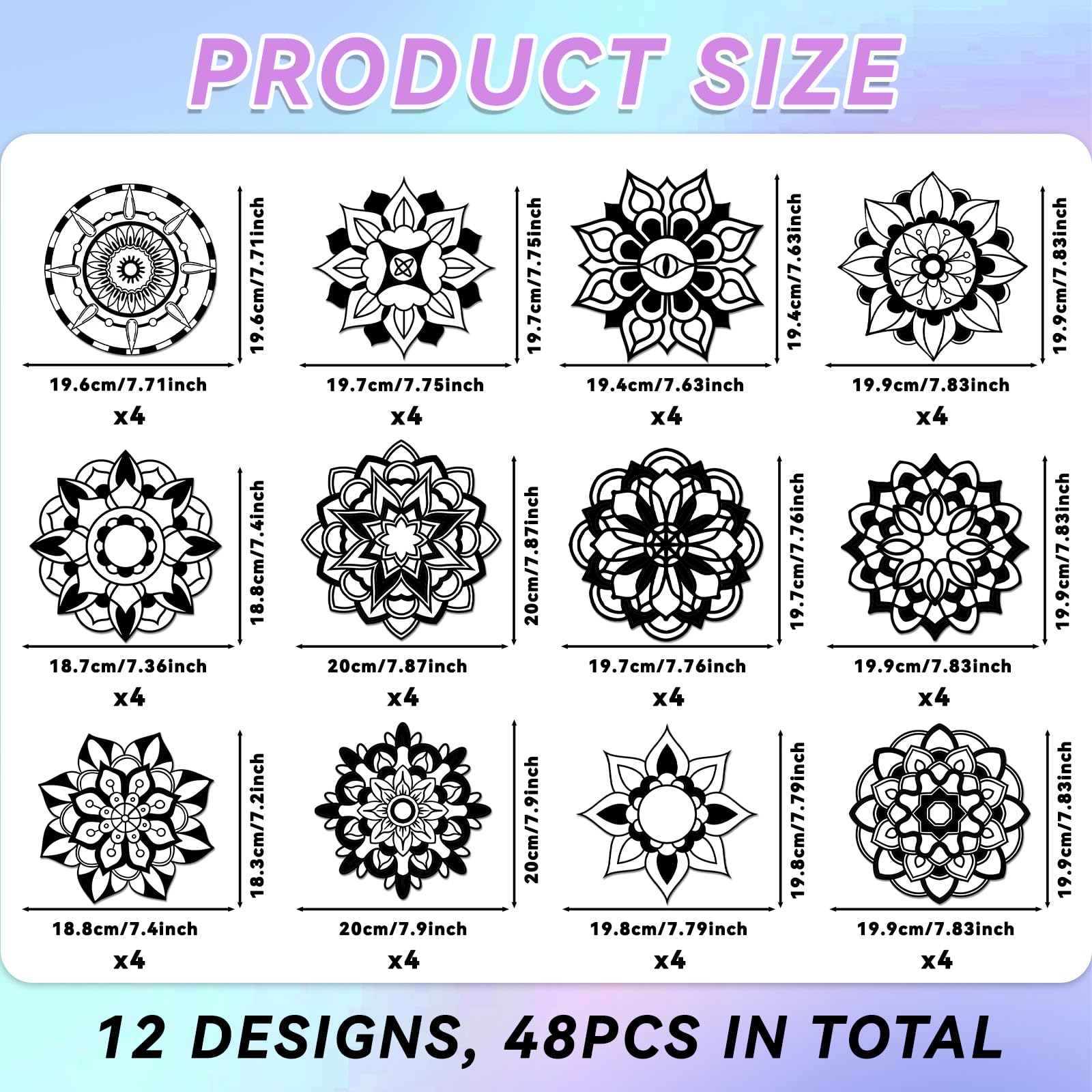 EggSun 48-Piece Mandala Fuzzy Velvet Coloring Posters Kit for Relaxation and Family Fun