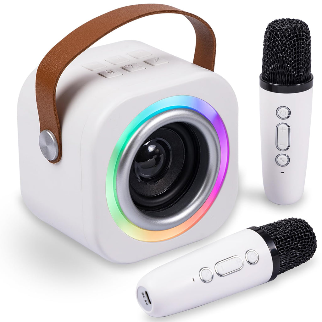 EGivwcvic Mini Karaoke Machine for Kids with 2 Wireless Mics – Safe, Rechargeable, and Portable Singing Toy for Ages 3-12