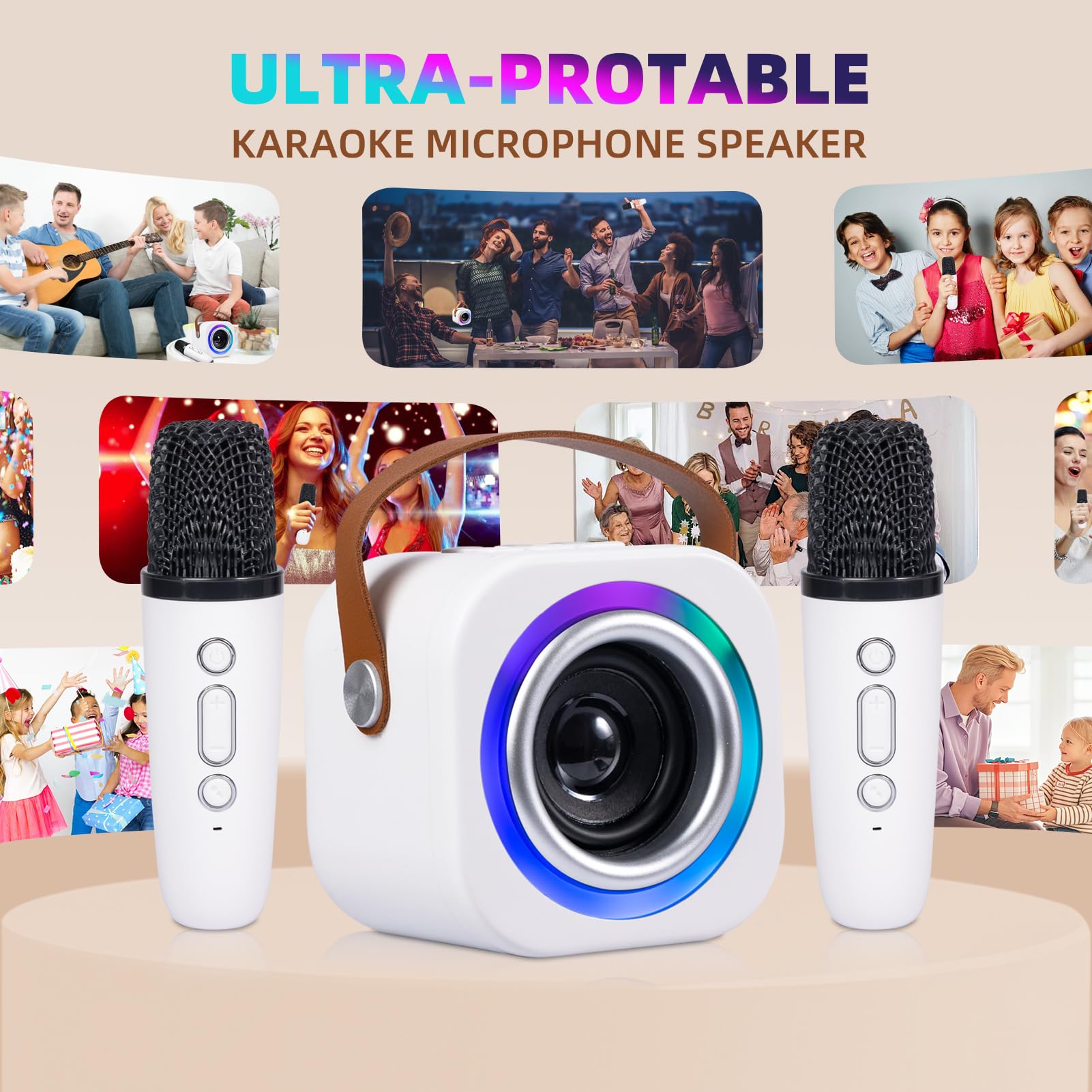 EGivwcvic Mini Karaoke Machine for Kids with 2 Wireless Mics – Safe, Rechargeable, and Portable Singing Toy for Ages 3-12
