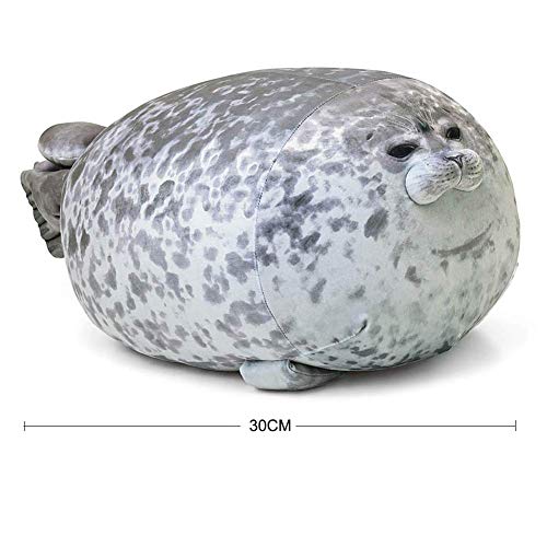 EHOTONG Cute Blob Seal Pillow – Chubby Gray Seal Plush Hug Pillow 11.5 inch