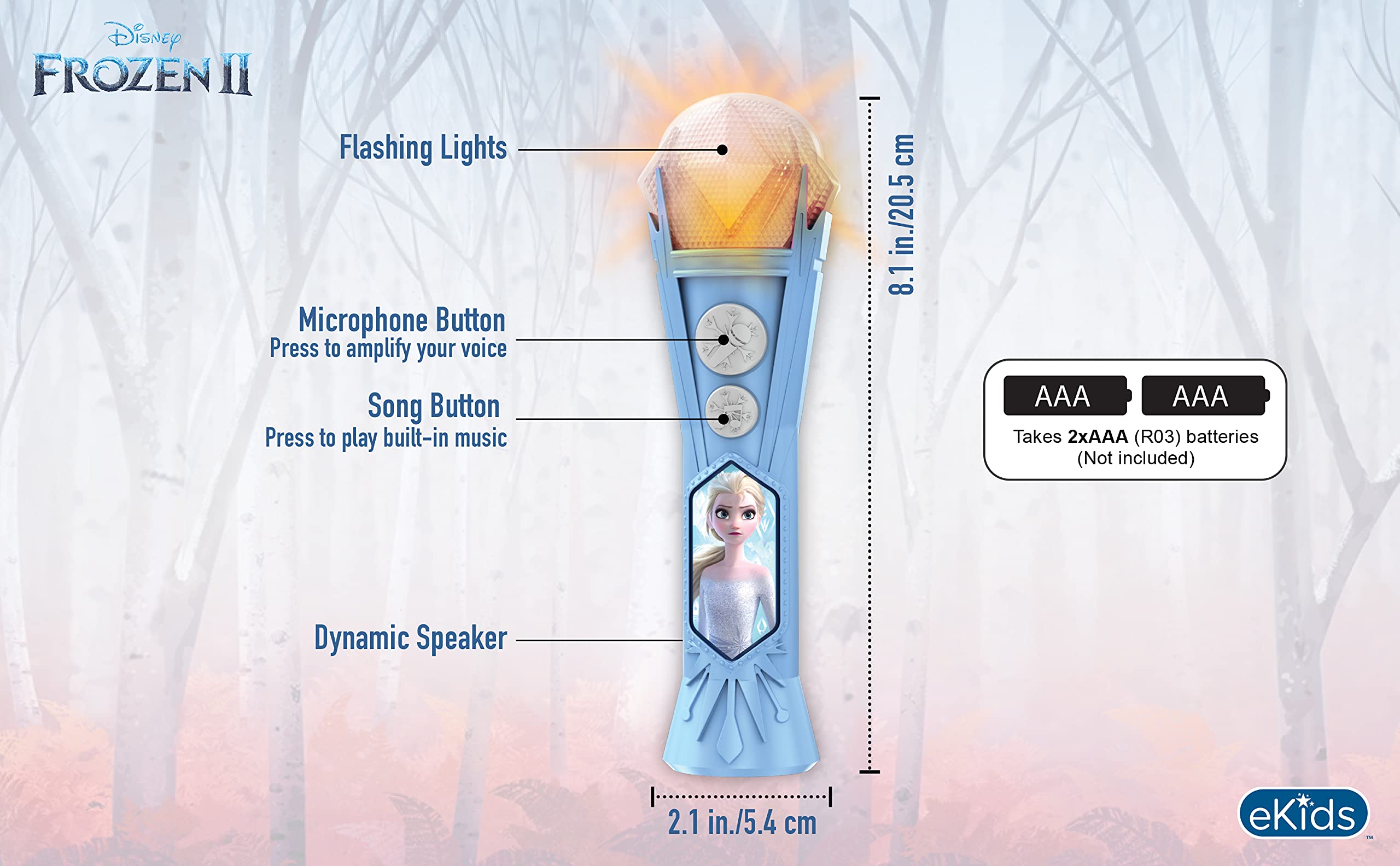 eKids Frozen Microphone Toy for Kids – Built-in Songs & Flashing Lights, Ages 3+