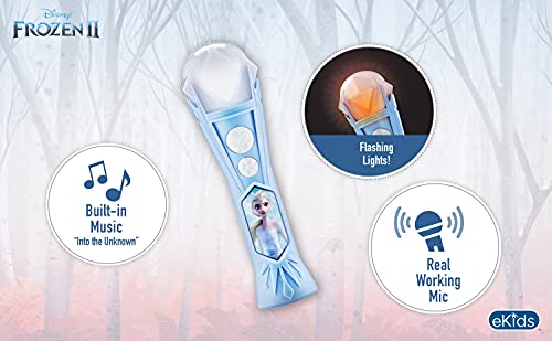 eKids Frozen Microphone Toy for Kids – Built-in Songs & Flashing Lights, Ages 3+
