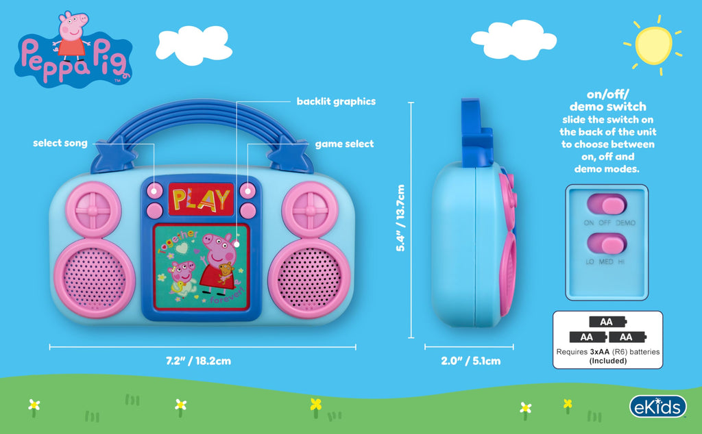 eKids Peppa Pig Music Player for Toddlers – 4 Songs & Flashing Lights