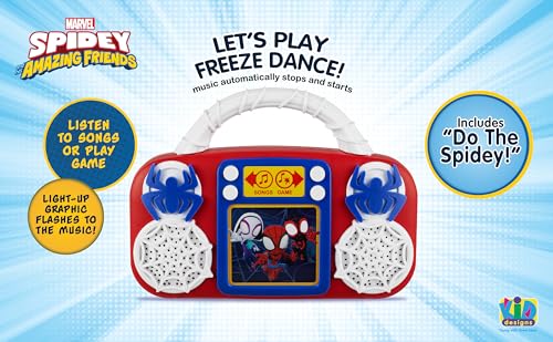 eKids Spidey Music Player with Lights and Freeze Dance for Toddlers Ages 3+