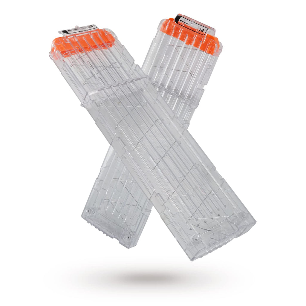 EKIND 18-Dart Clip 2-Pack for Nerf Elite Magazines - Transparent Quick Reload