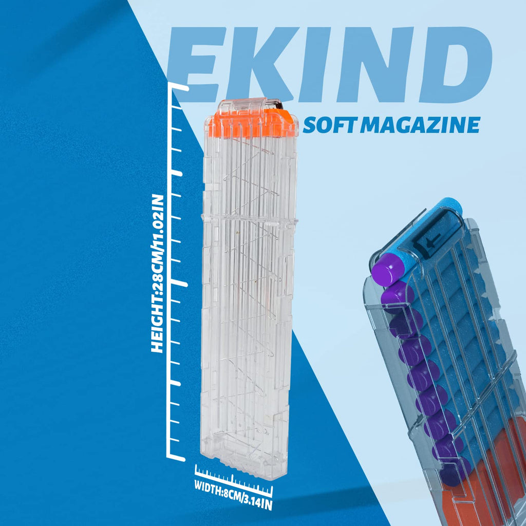 EKIND 18-Dart Clip 2-Pack for Nerf Elite Magazines - Transparent Quick Reload