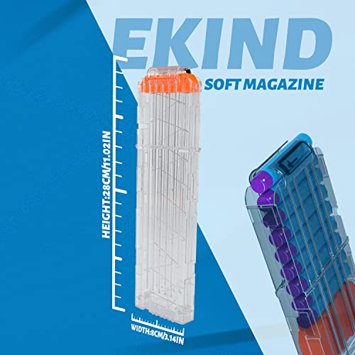 EKIND 18-Dart Clip 2-Pack for Nerf Elite Magazines - Transparent Quick Reload