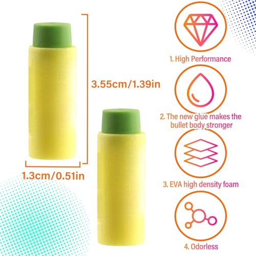 EKIND Foam Soft Darts - 100 Yellow Half-Length Short Darts Compatible with NERF Pro Stryfe X and Dart Zone Pro
