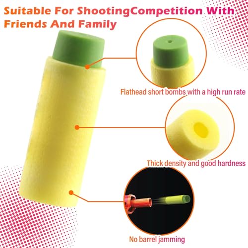 EKIND Foam Soft Darts - 100 Yellow Half-Length Short Darts Compatible with NERF Pro Stryfe X and Dart Zone Pro