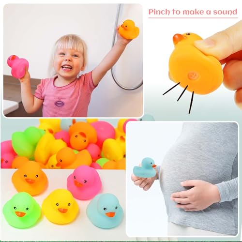 EKisemio 50-Pack Mini Rubber Ducks – Multicolor Squeaky Bath Toys for Parties, Pool, and Classroom Prizes
