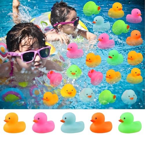 EKisemio 50-Pack Mini Rubber Ducks – Multicolor Squeaky Bath Toys for Parties, Pool, and Classroom Prizes